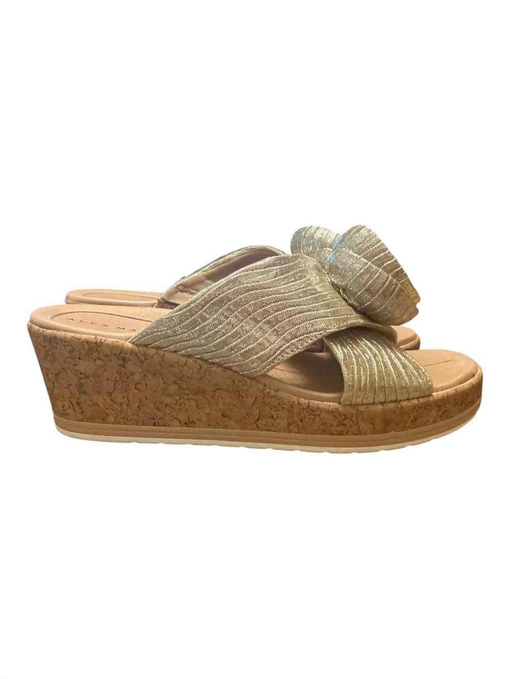 Alex Marie Gold Floral Cork Wedge Slide Sandals Women’s Size 8 NWOB Comfort